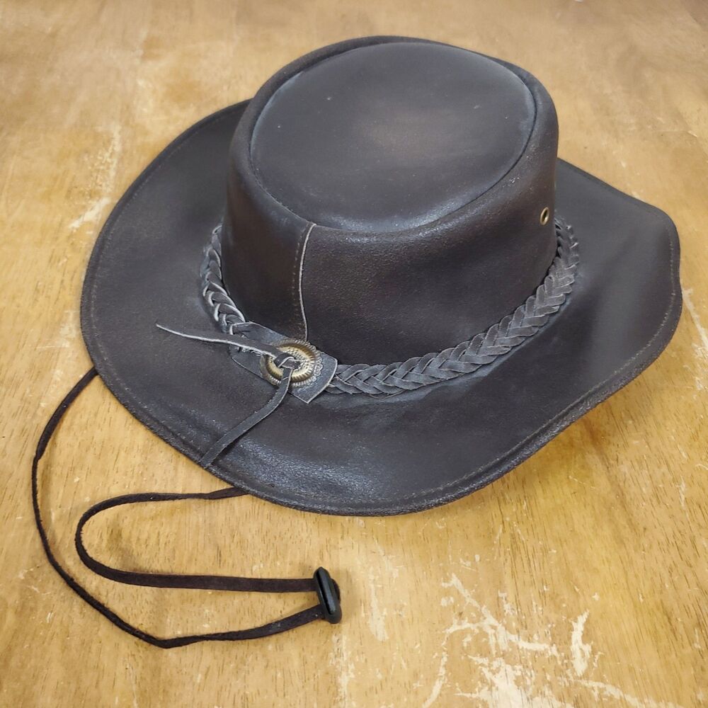 Bullhide Cowboy Hat Size Large Black Genuine Leather Western Rodeo